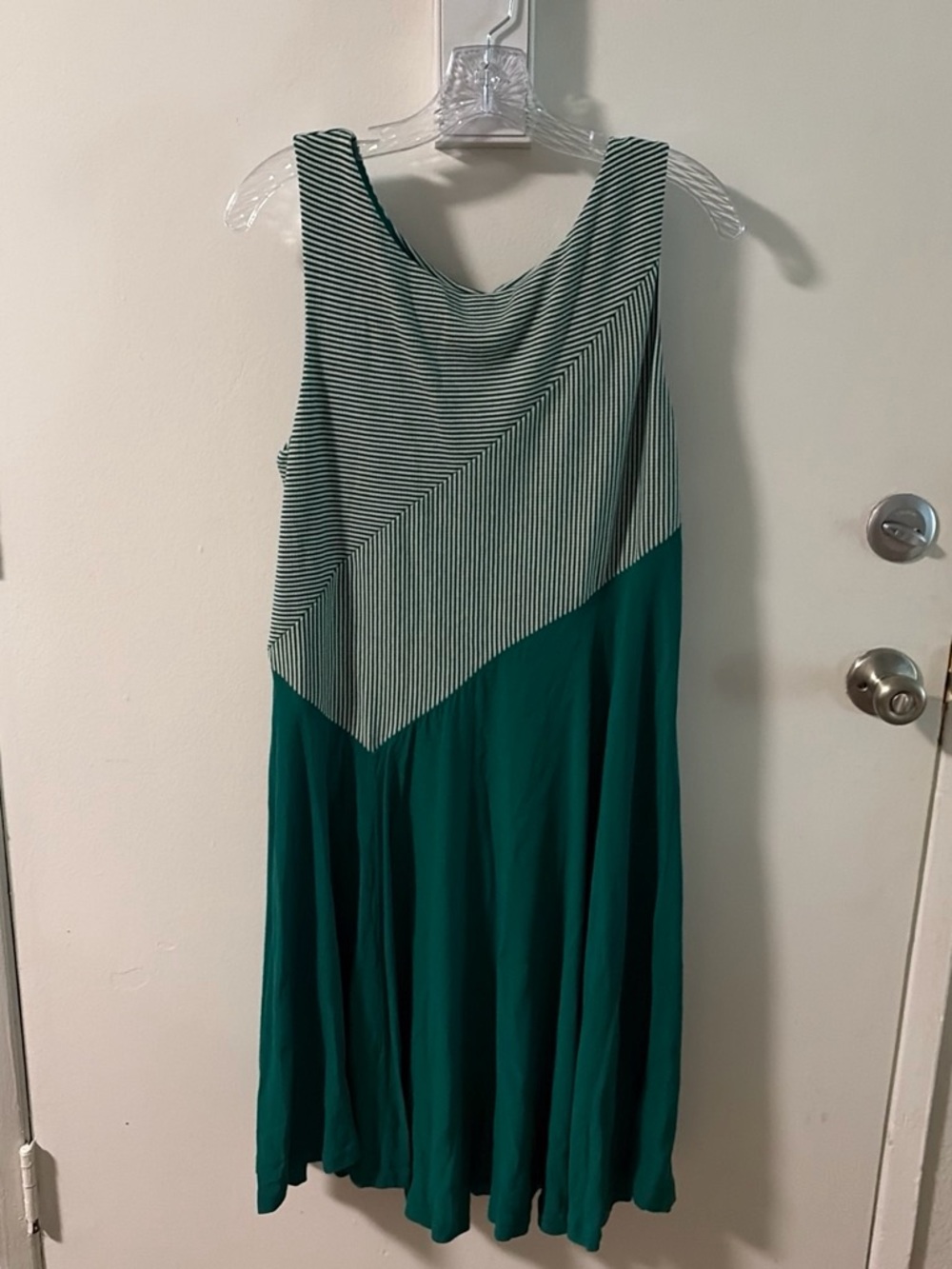 MAEVE Sleeveless Green Stripe Panel Casual Dress